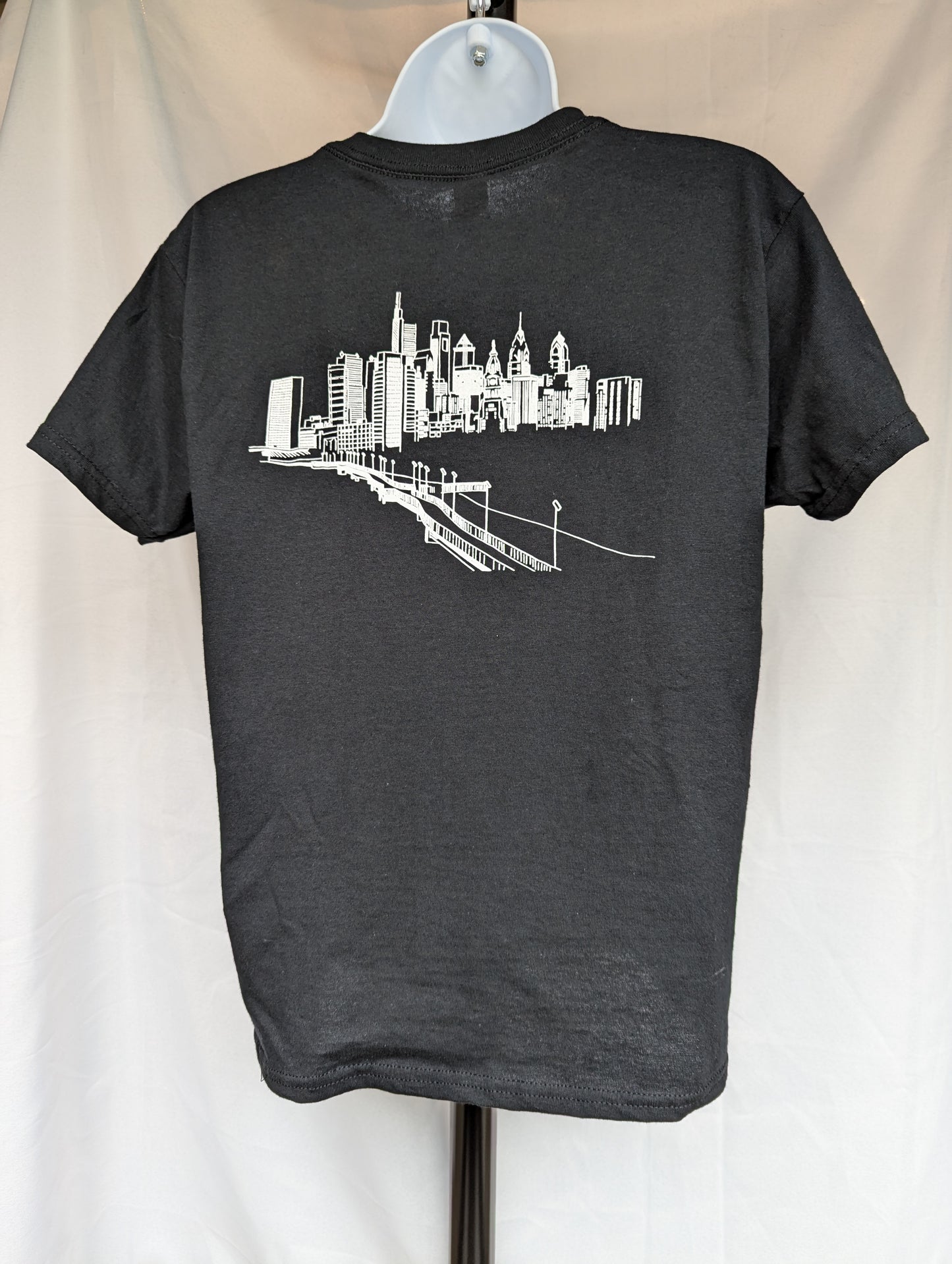 Black Short Sleeved T-shirt (Front - logo; Back - Philly skyline)